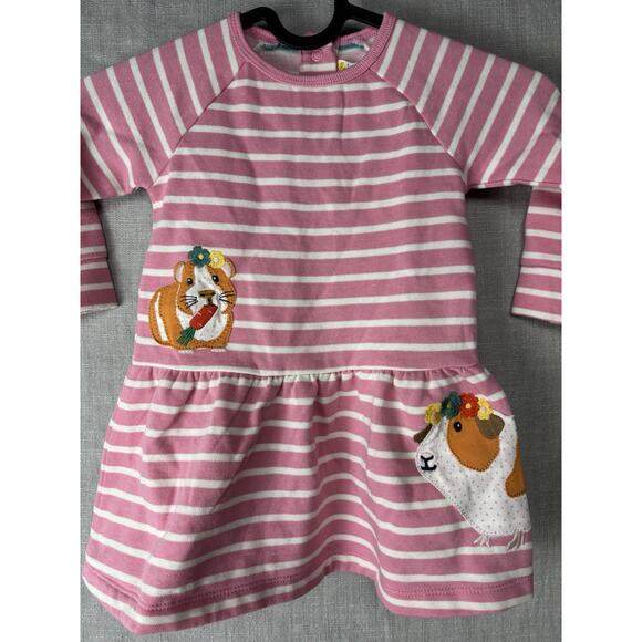 Baby Boden Pink Stripe Guinea Pig Appliqué Sweatshirt Dress 6-9M Long Sleeve - Picture 4 of 6